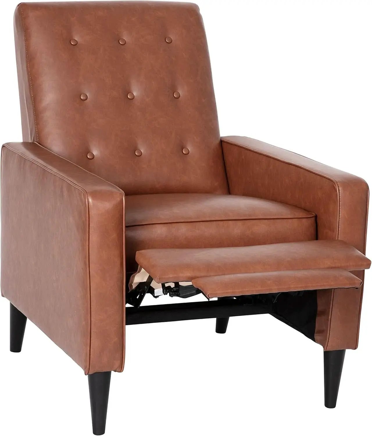 Erza Cognac Brown Leathersoft Pushback Mid Century Modern Recliner Chair from PriceLows™