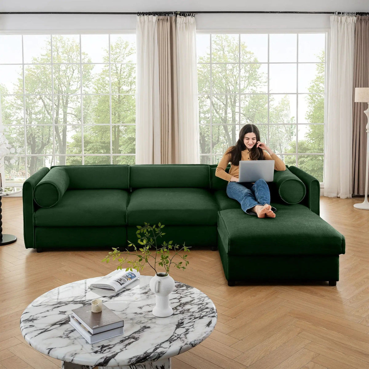 Contemporary Elegant Sofa With Storage And Ottoman 2 Piece Living Room Set | 2 Piece Living Room Set | Living Room Furniture | Living Room