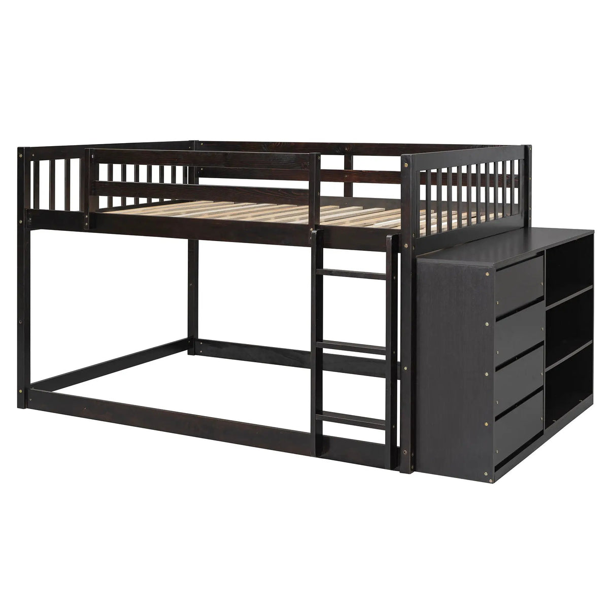 Bunk Bed | Solid Pine Frame | Four Drawers And Three Shelves | Full Size