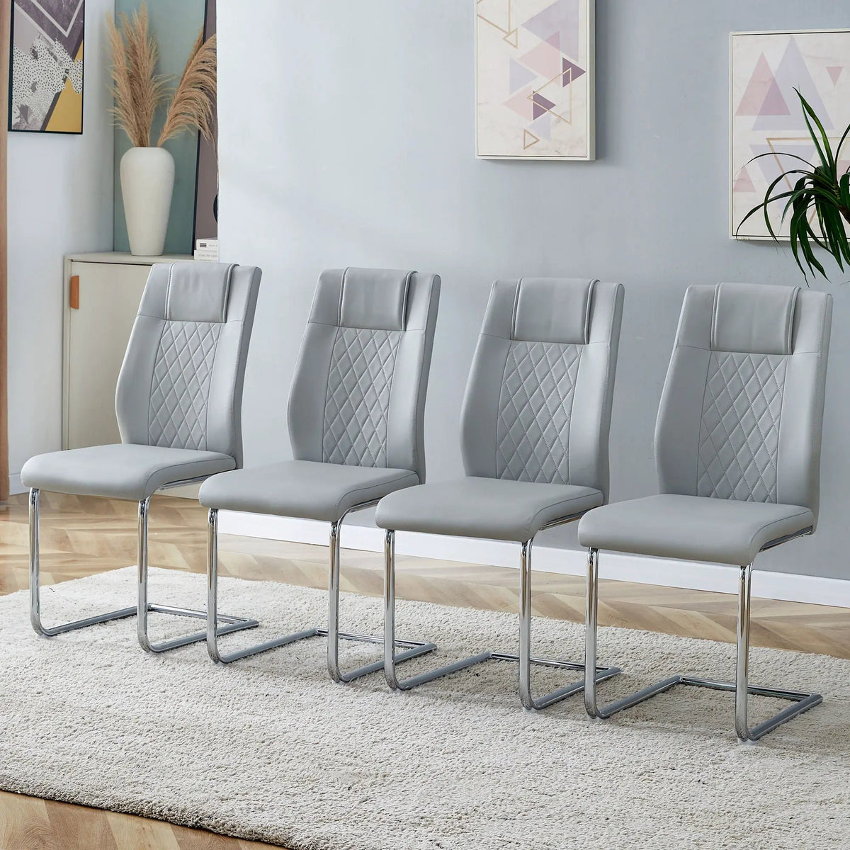Modern Dining Chairs | Padded Seat | Metal Legs | Anti-Slip Footpads