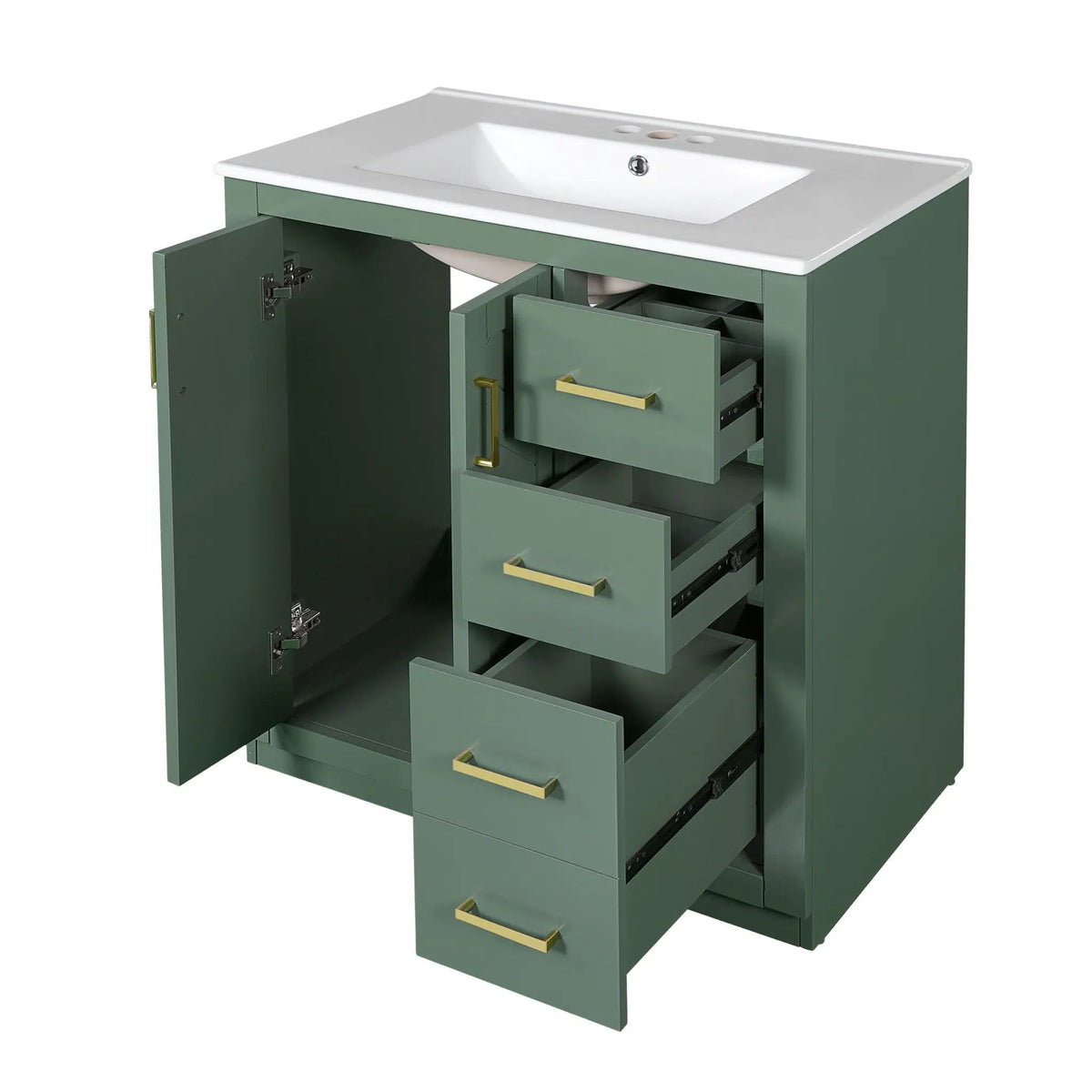 30 Inch Bathroom Vanity | Freestanding Set | 3 Drawers | Solid Wood Frame