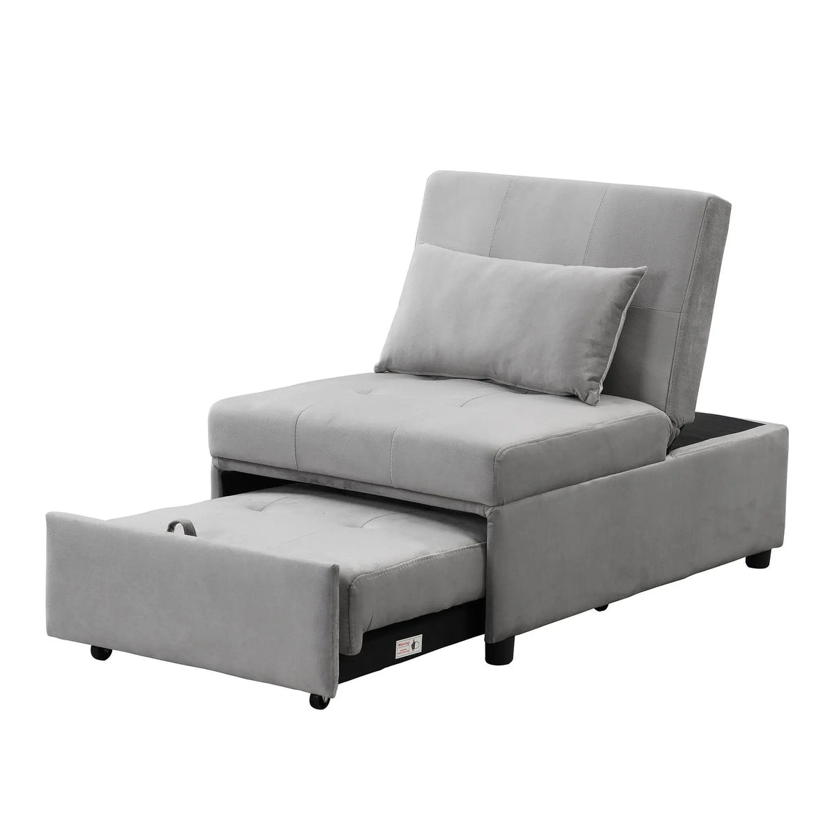 Folding Sofa Bed | Gray Fabric | Space Saving Frame | Single Size