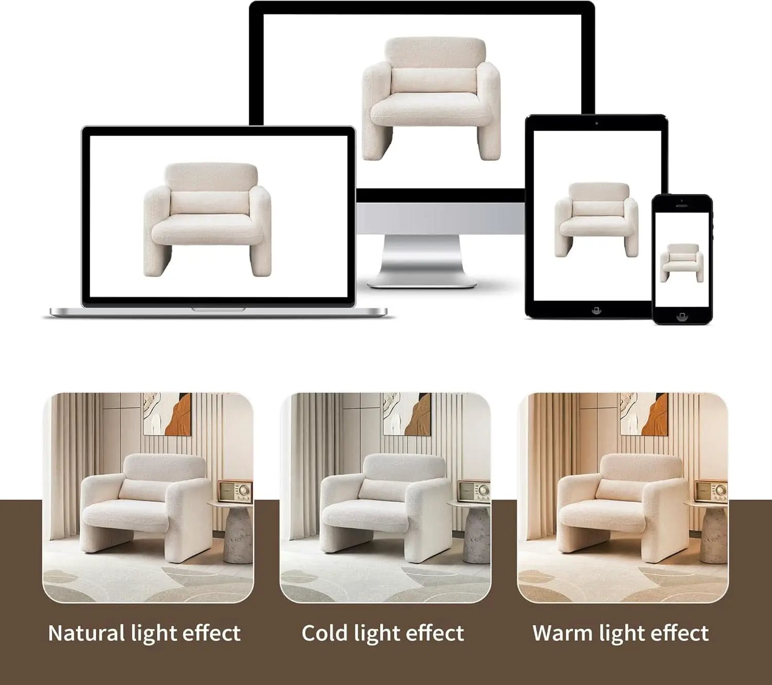 33Inch Sherpa Upholstered Accent Chair With Armrests from PriceLows™