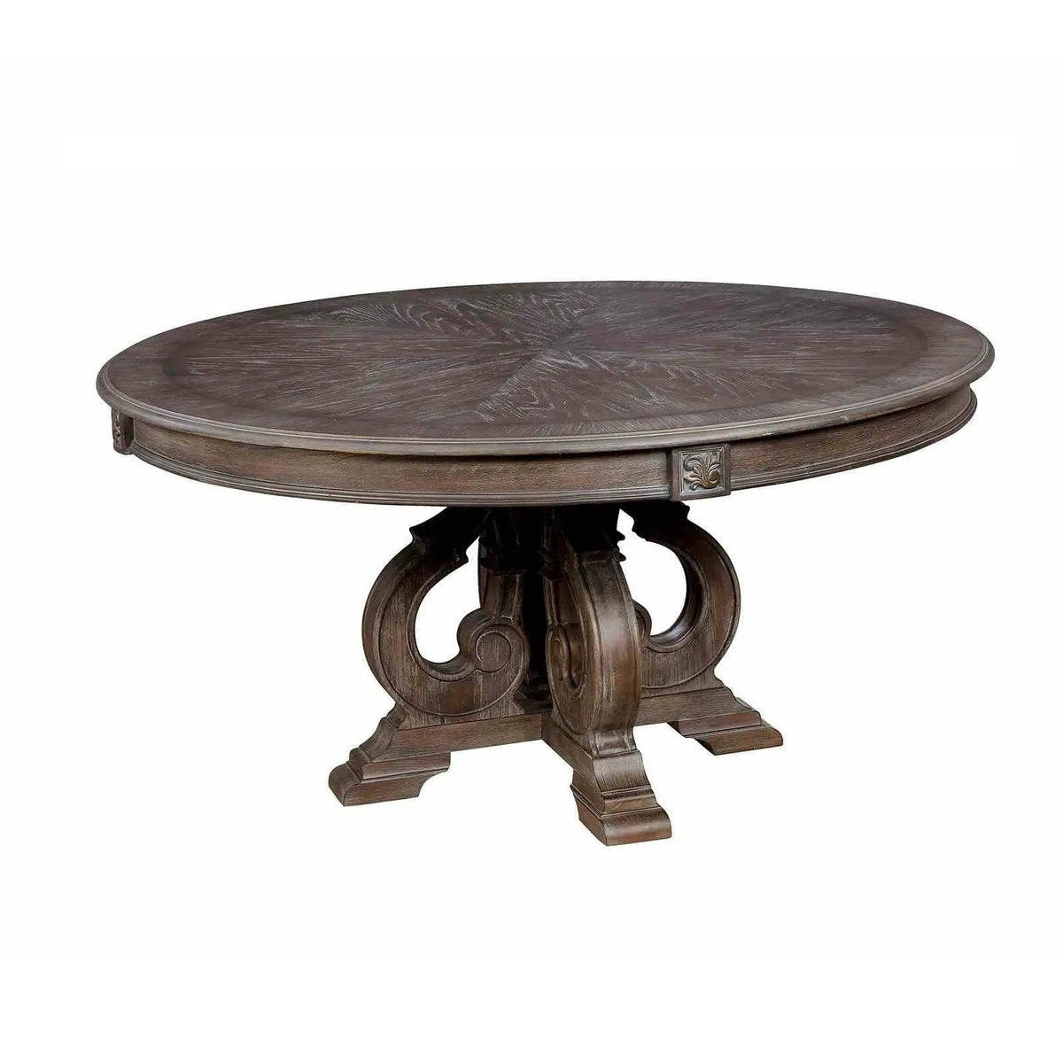 Round Dining Set | 7-Piece | Rustic Style | Pedestal Base Table With Side Chairs