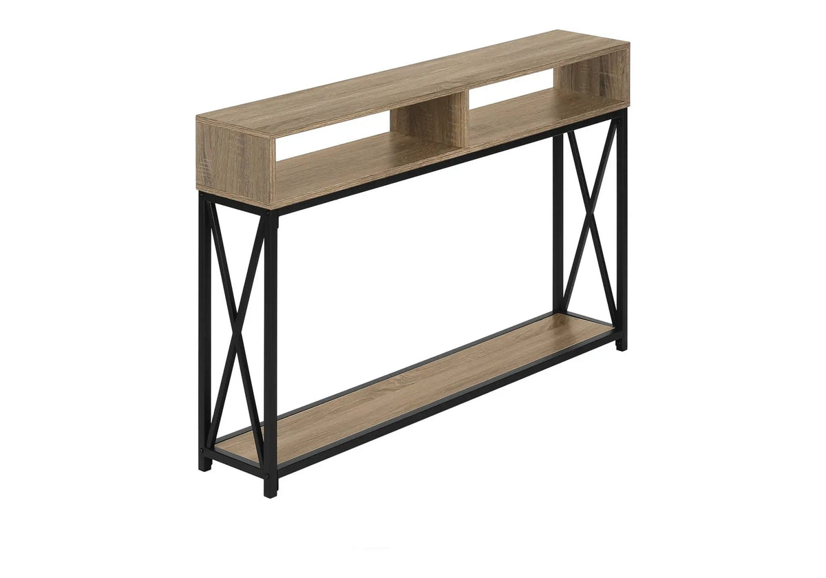 Wood-Look Entryway Console Table | 47.25 Inch Width | Metal X-Frame | Contemporary Design