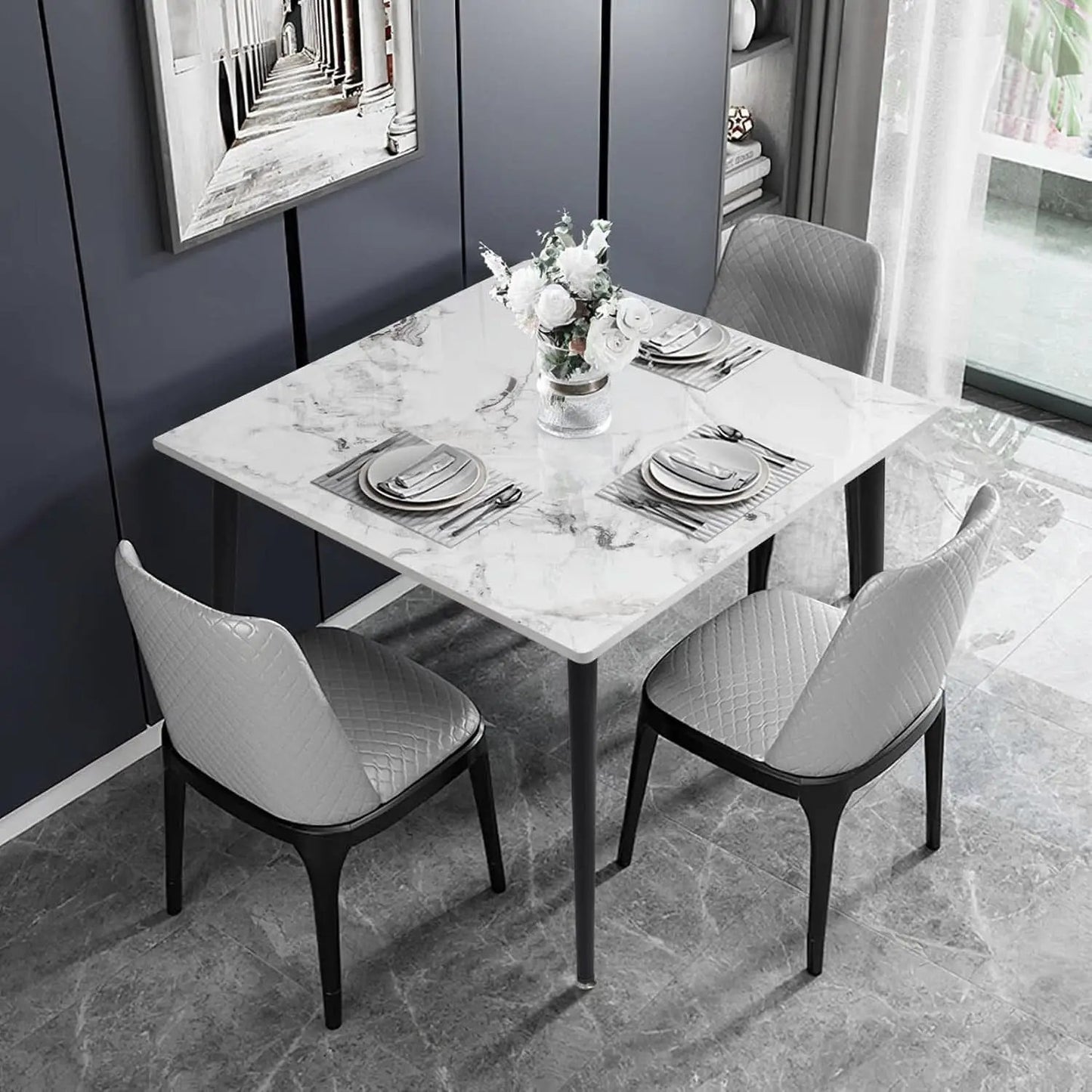 Square Sintered Stone Dining Table 31.5 Inch Modern Kitchen from PriceLows™