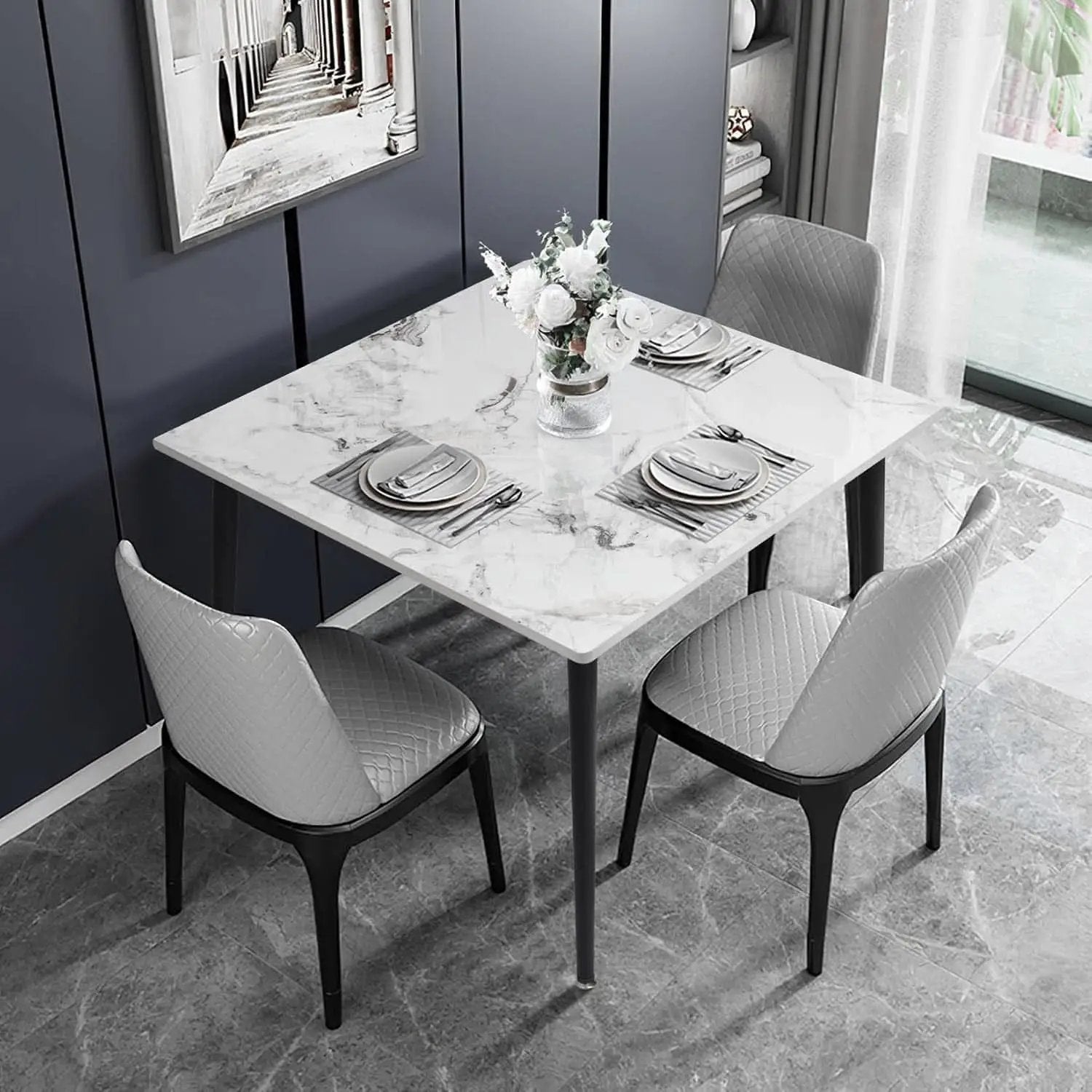 Square Sintered Stone Dining Table 31.5 Inch Modern Kitchen from PriceLows™