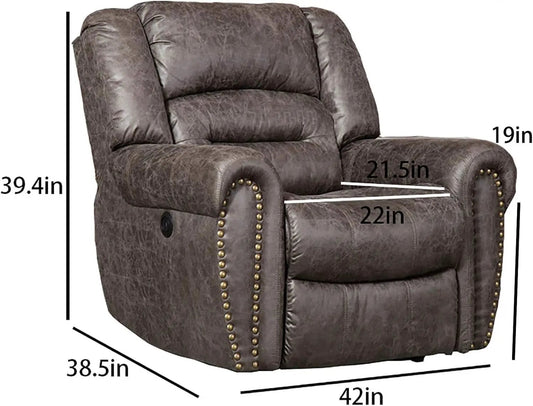 Electric Recliner Chair Smoky Gray With USB Port Theater from PriceLows™