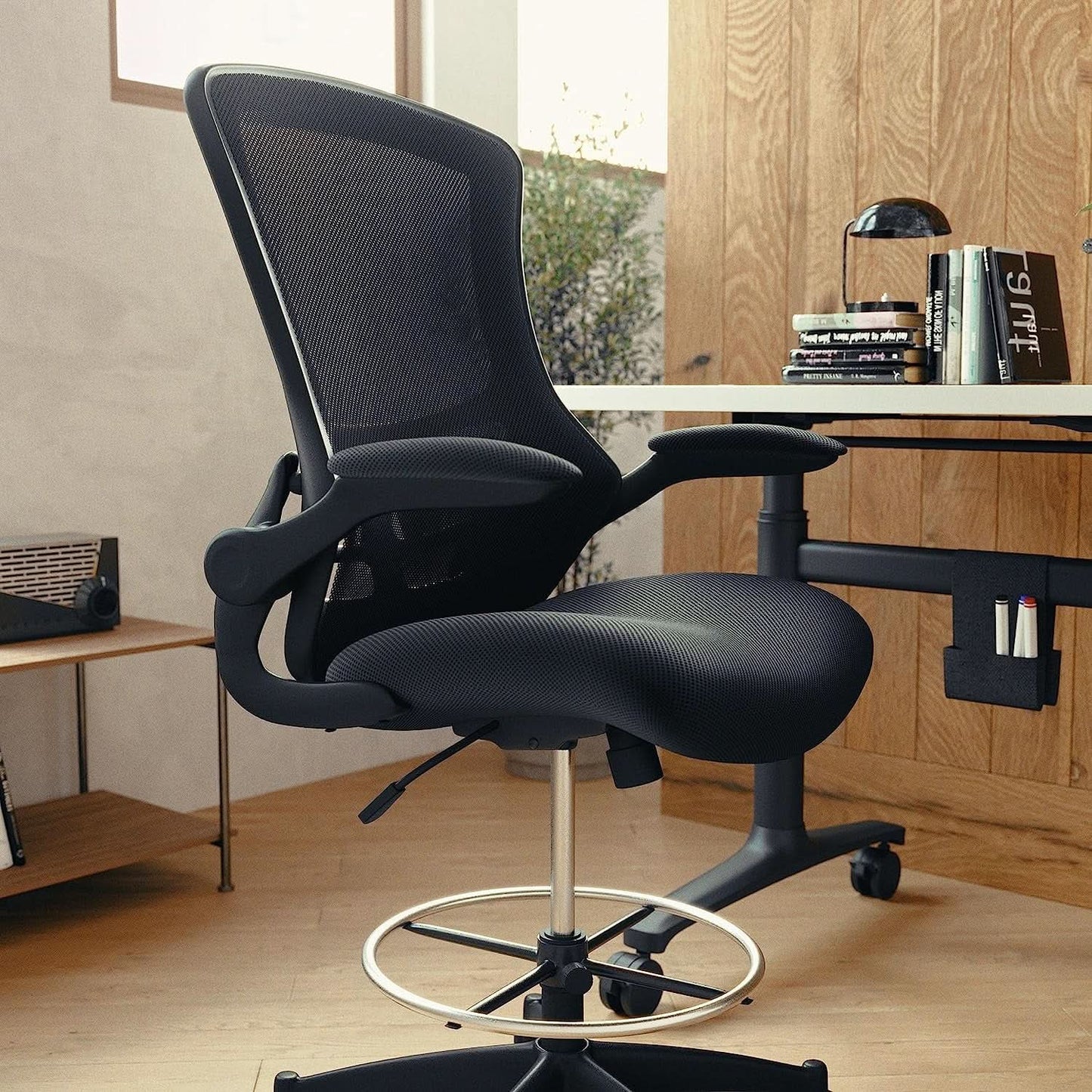 Kelista Mid Back Swivel Office Chair With Flip Up Armrests And Adjustable Height from PriceLows™