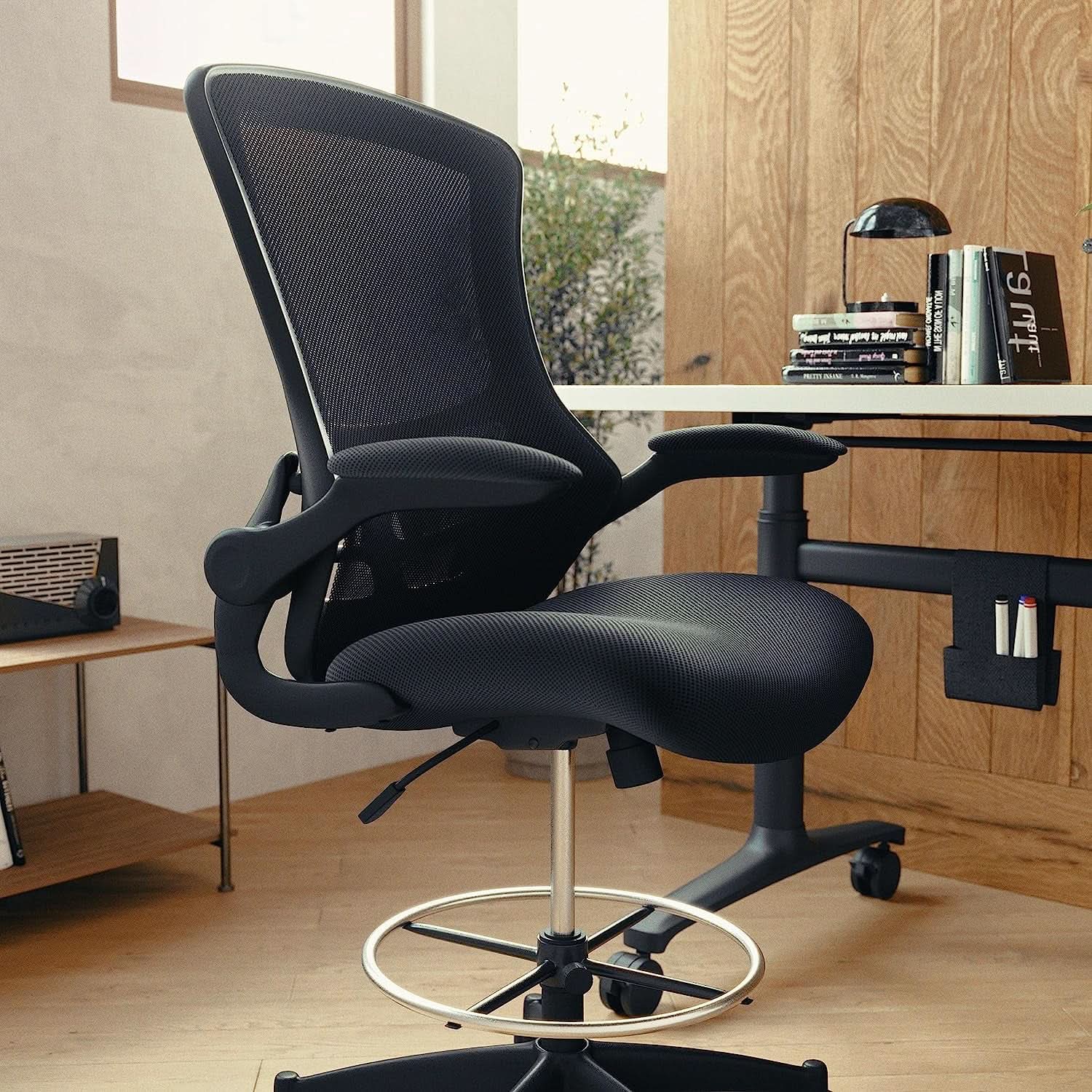 Kelista Mid Back Swivel Office Chair With Flip Up Armrests And Adjustable Height from PriceLows™