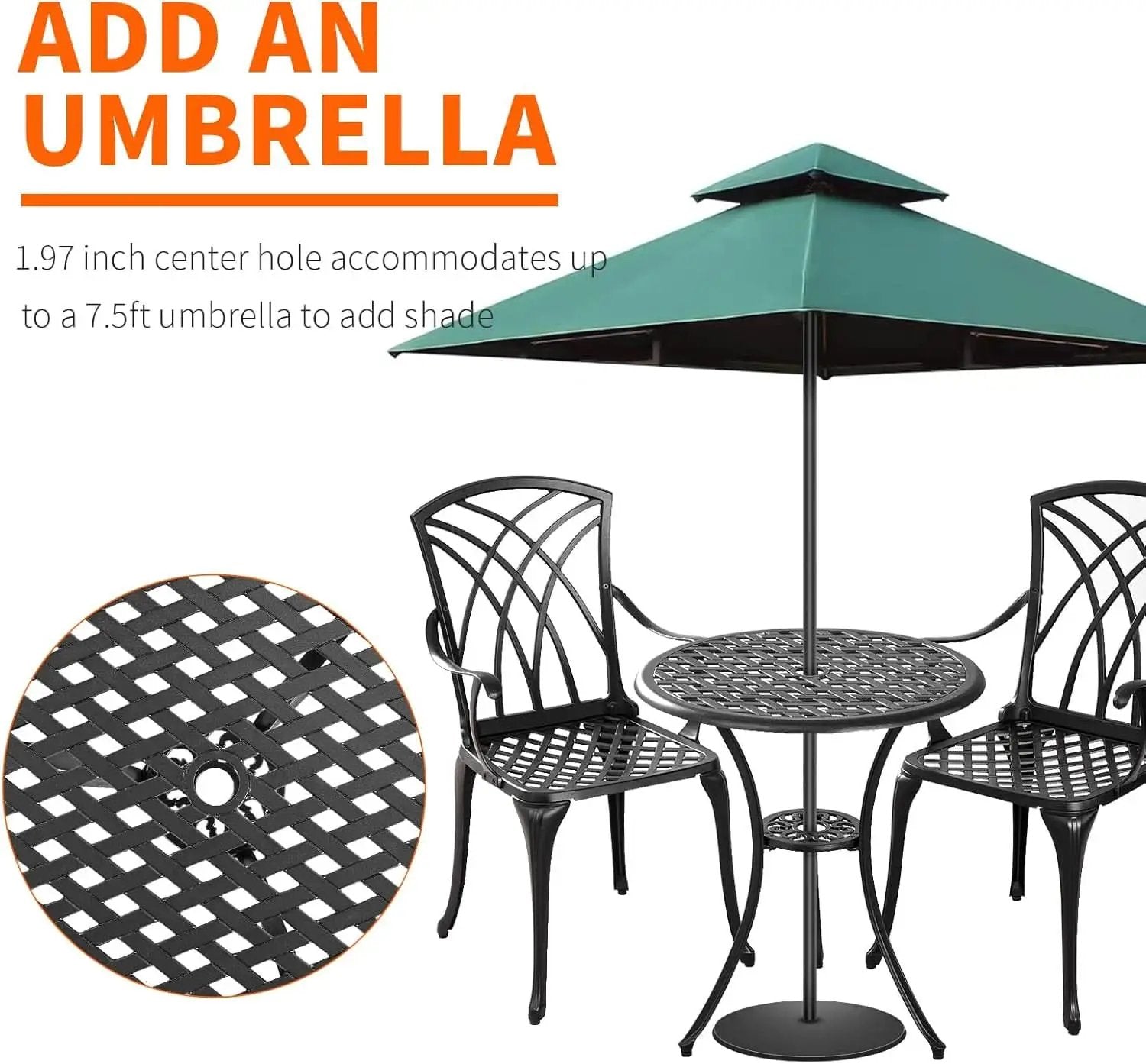 Outdoor Cast Aluminum Bistro Set 3 Piece Table And 2 Chairs Black from PriceLows™