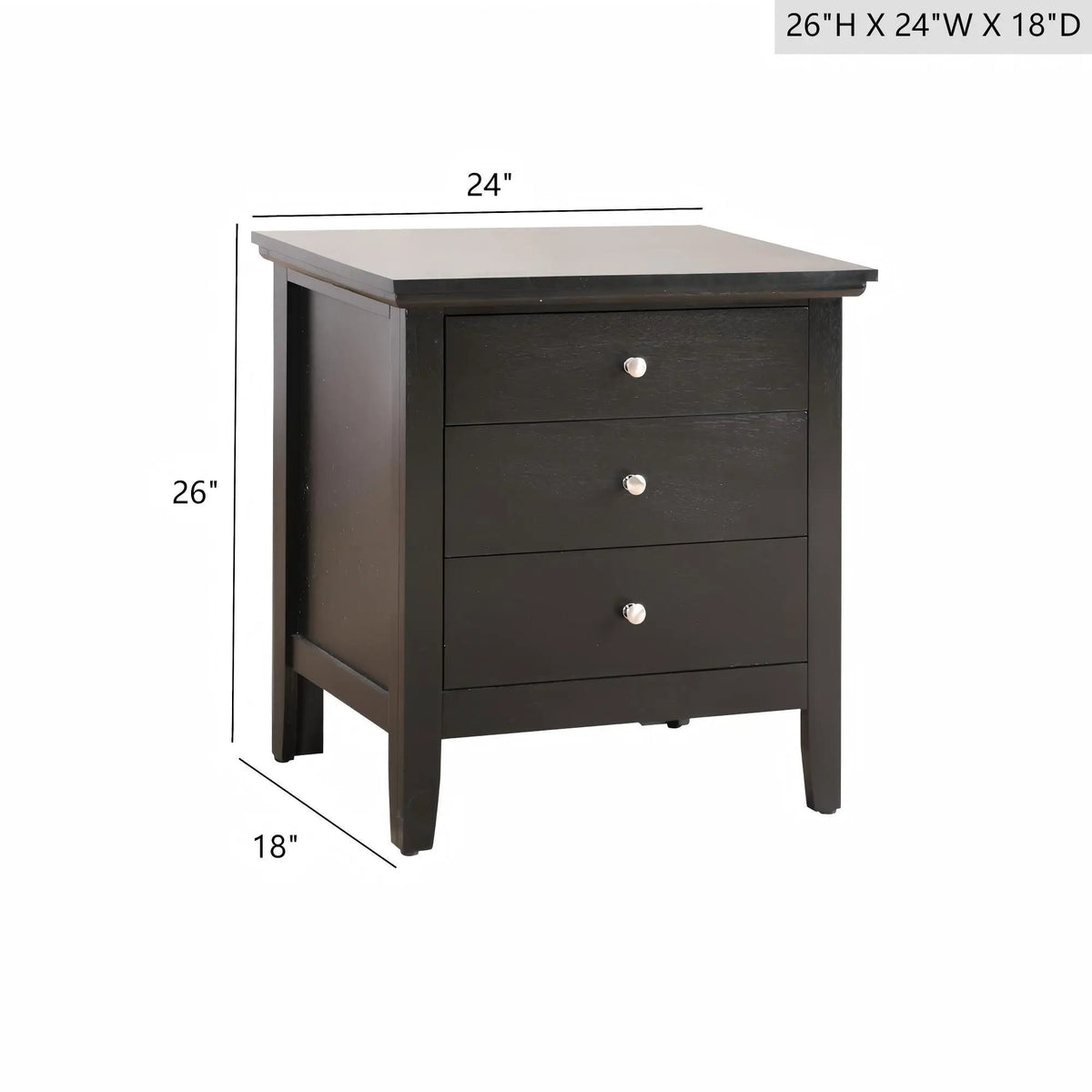 3 Drawer Nightstand | Real Wood Veneer | Dovetail Joints | Fully Assembled