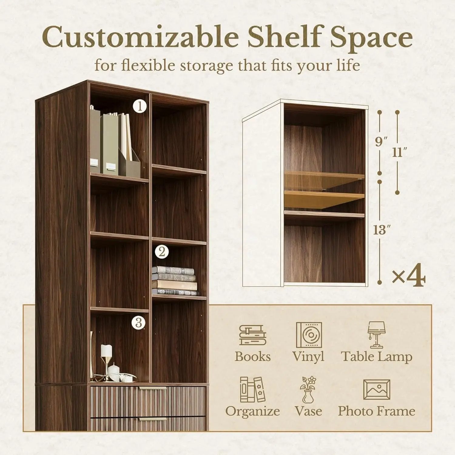 Electric Height Adjustable Desk 48 Inches Bookcase from PriceLows™