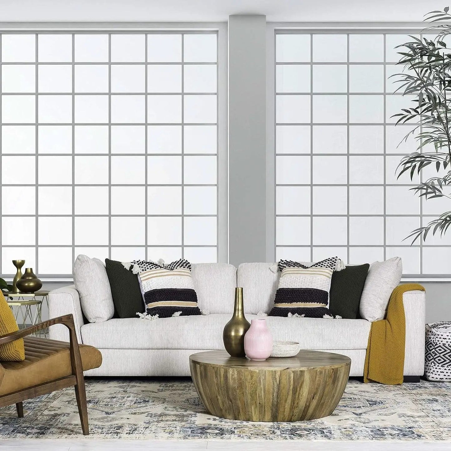 Capri Fabric Sofa Bright Ash Down Pillows Modern Living from PriceLows™