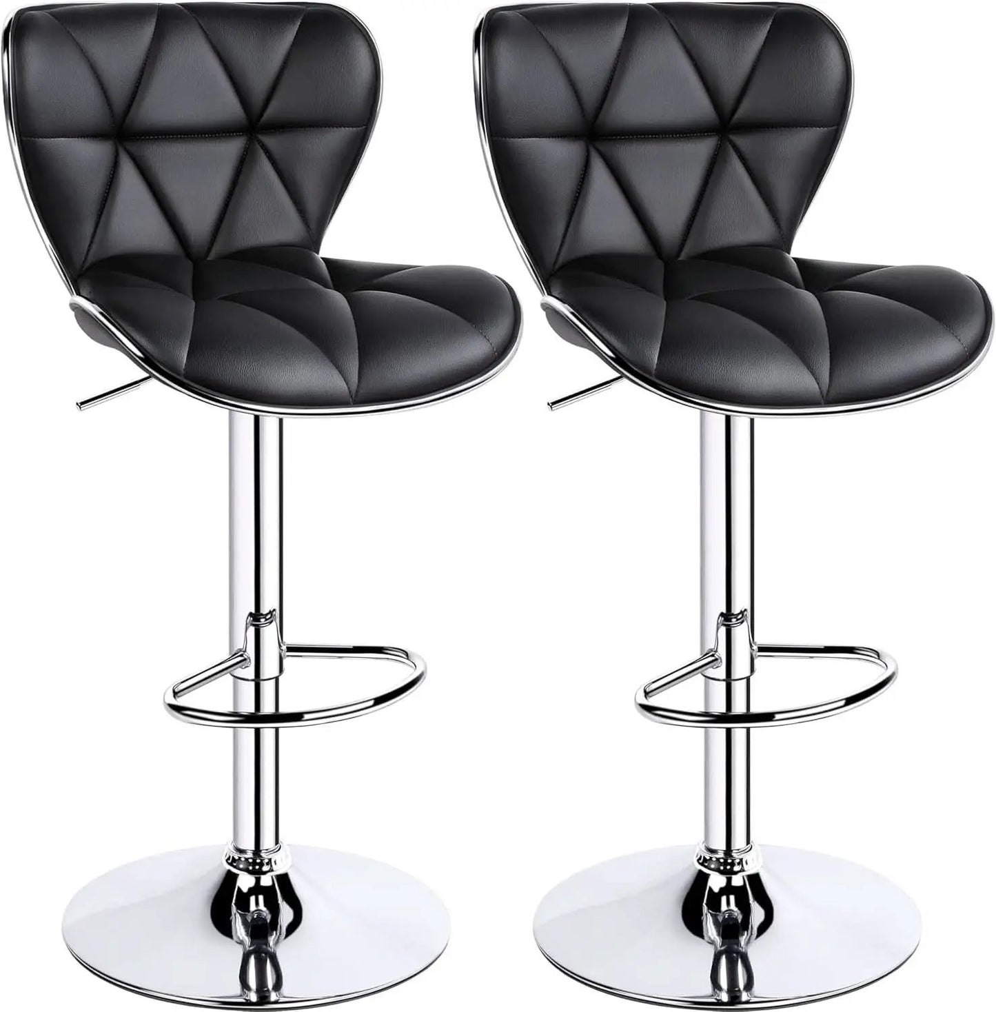 Adjustable Bar Stools Set Of 2 In Black PU Leather from PriceLows™