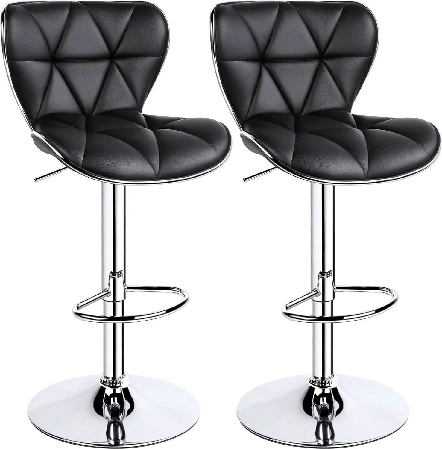 Adjustable Bar Stools Set Of 2 In Black PU Leather from PriceLows™