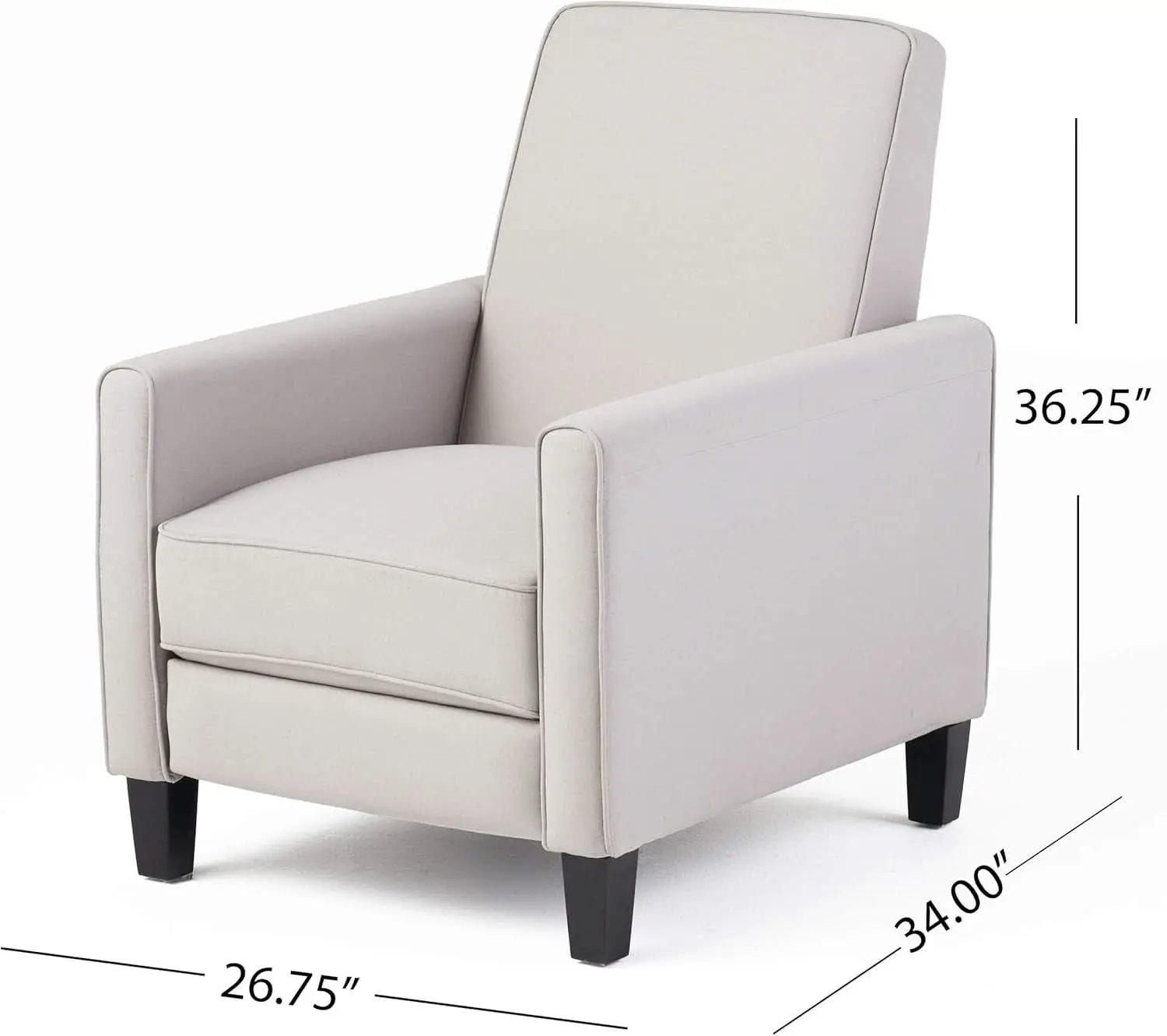 Light Gray Fabric Recliner Set 2 Low Profile Chairs from PriceLows™