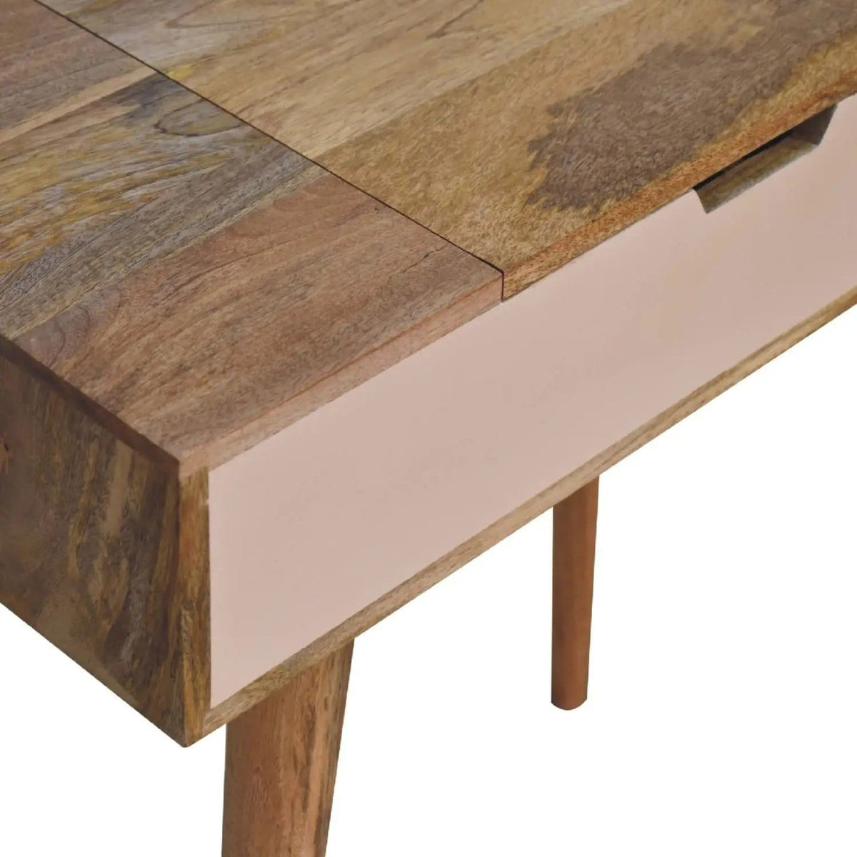 Mini Dressing Table - Vanity & Mirror | 27.56 x 13.78 x 30.71 in | Mango Wood | Pink