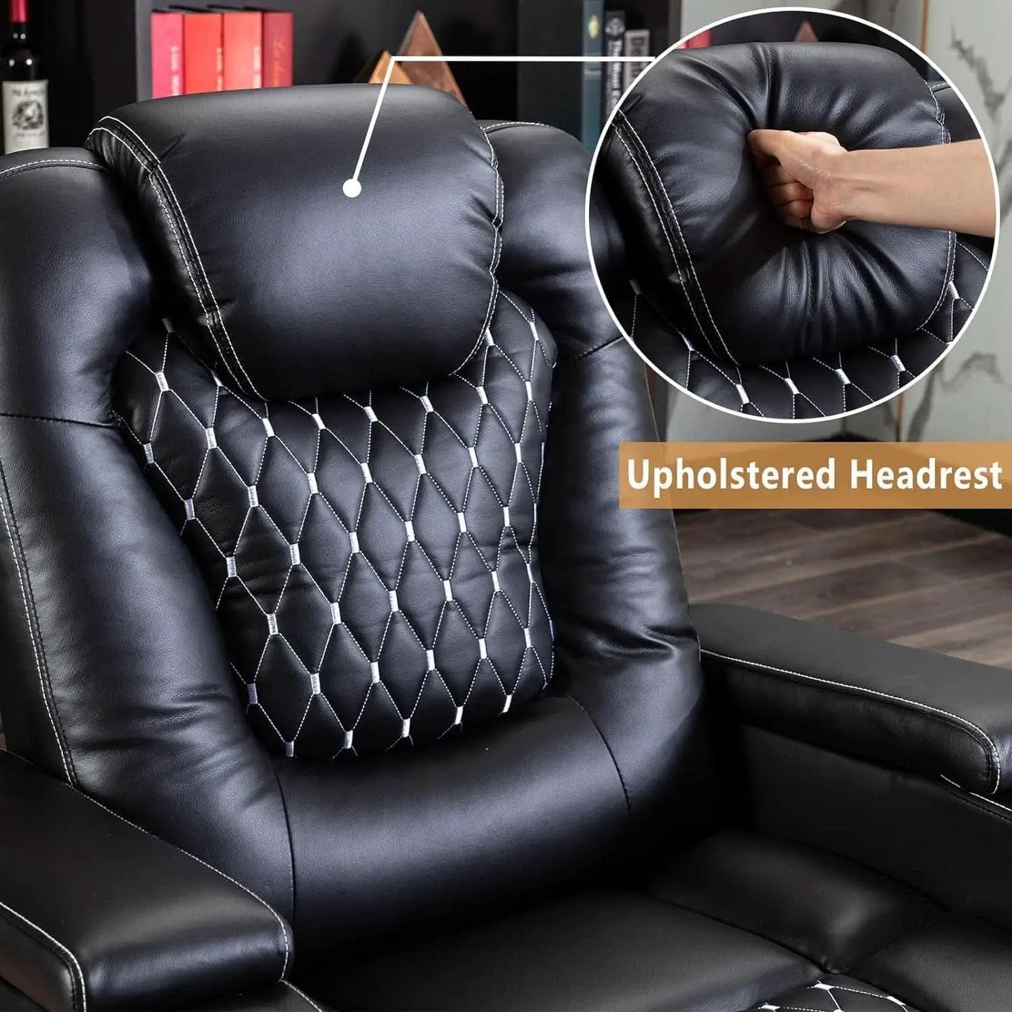 Power Recliner Chair With USB Ports And Cup Holders Black from PriceLows™
