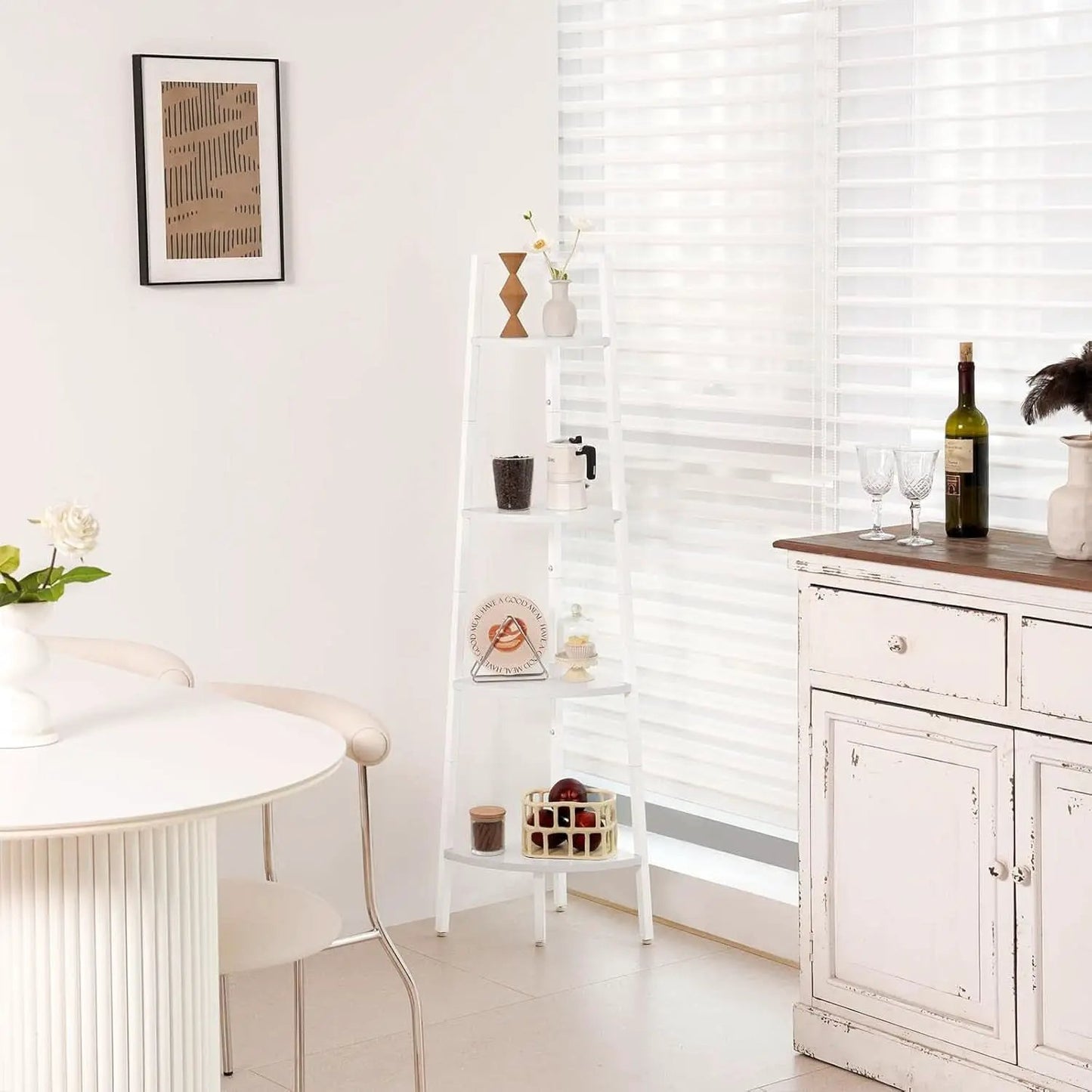 4 Tier Corner Shelf With Metal Frame Tall Bookshelf from PriceLows™