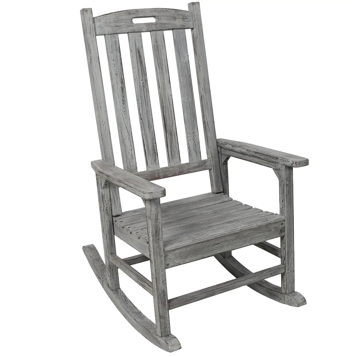 Oversized Porch Rocker Chair | 21 Inch Wide Seat | Tall Backrest | Fir Wood Construction