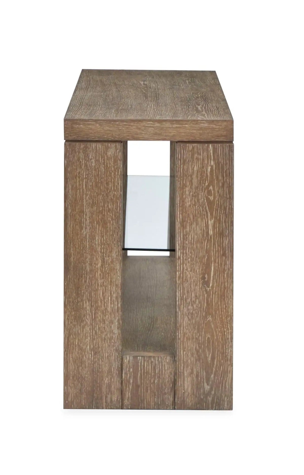 Conway Console Sofa Table | 16 x 64 x 27 in | Oak Veneer & Tempered Glass | Spiced Brown