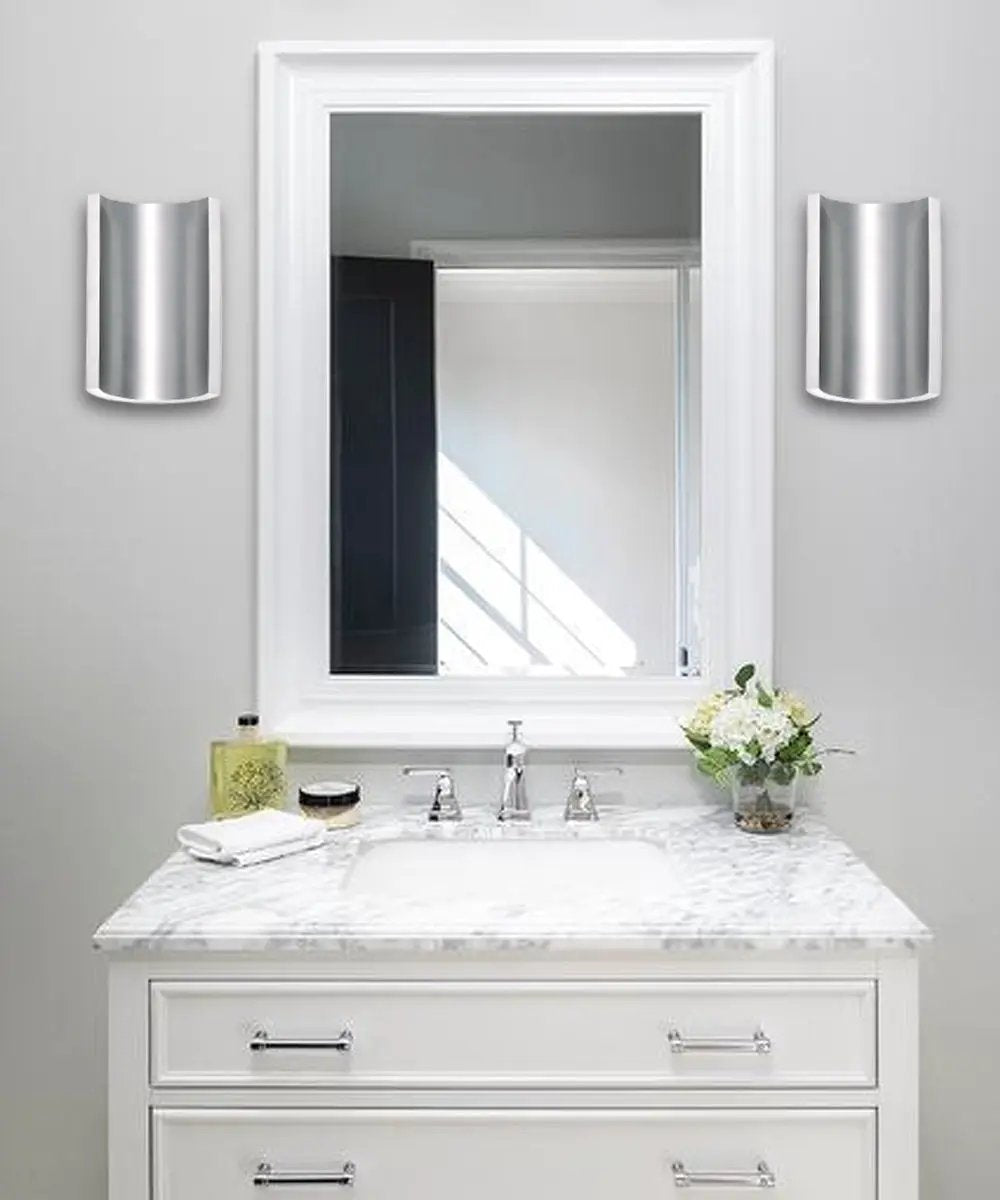 2-Light LED Outdoor Wall Sconce | 5-Inch Satin Aluminum | Indoor Outdoor Use