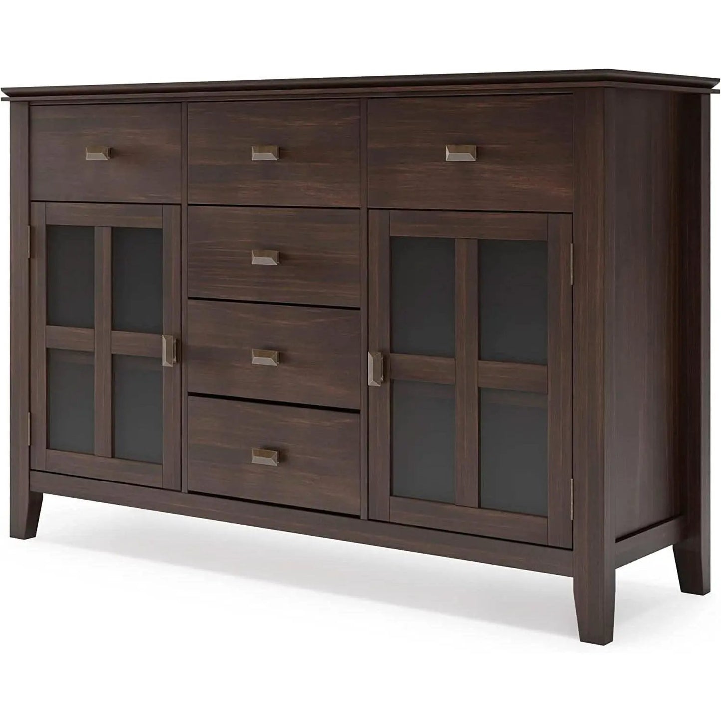 Chestnut Brown Contemporary Sideboard With Glass Doors from PriceLows™
