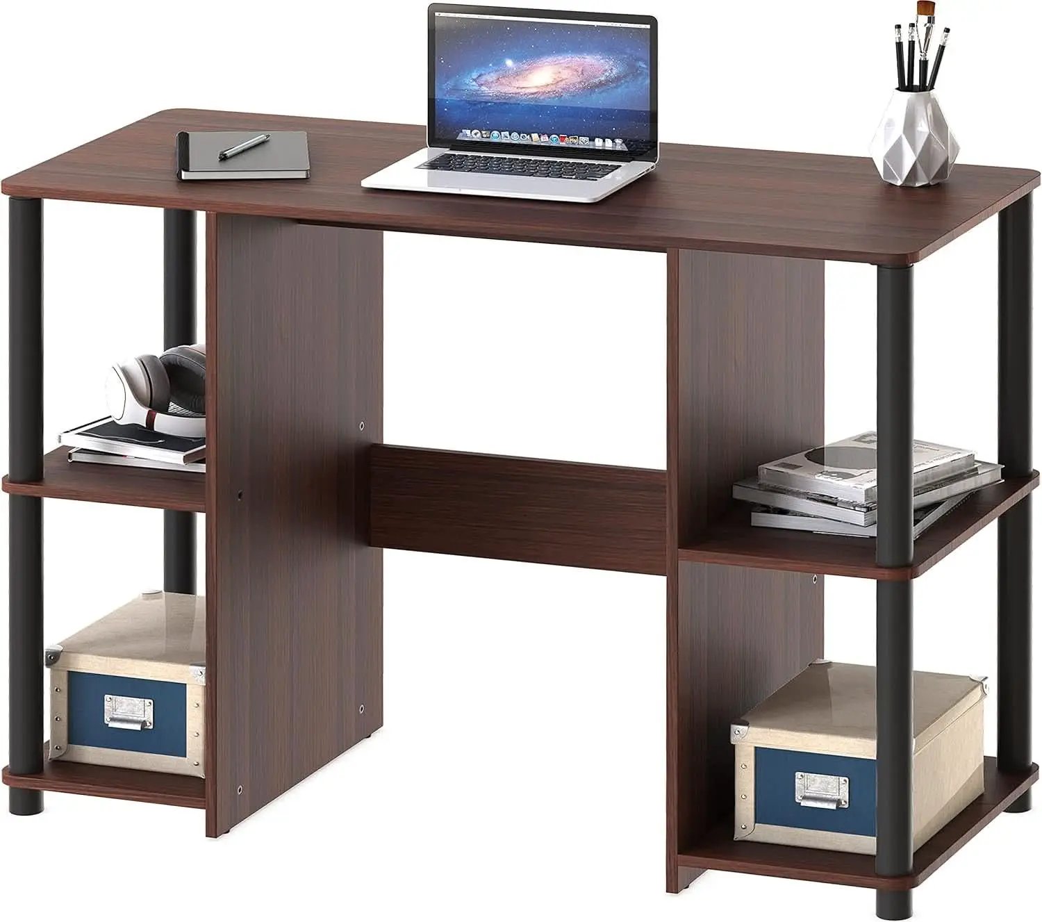 38 Inch Home Office Desk With Double Sided Shelves Cherry from PriceLows™