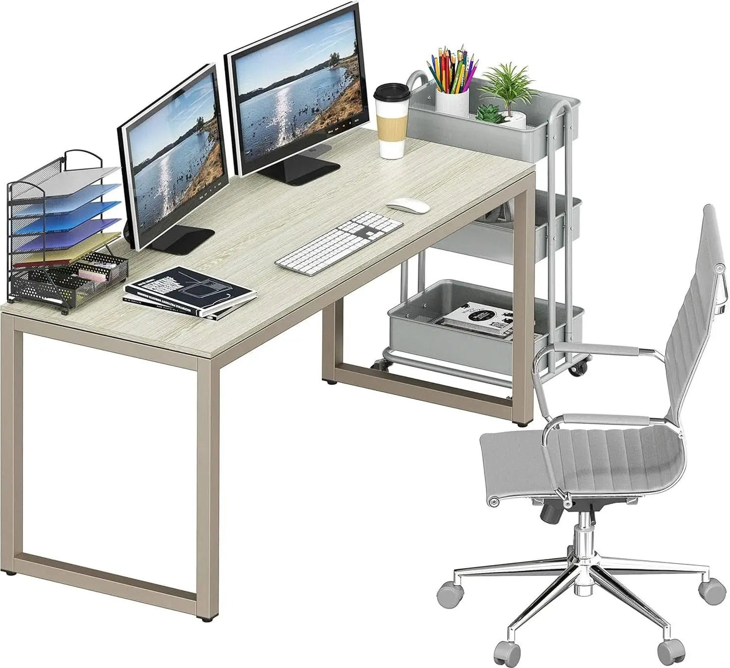 55 Inch Maple Computer Desk With Grommets And Glides from PriceLows™