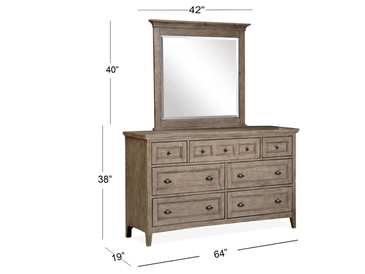 Paxton Place Wood Landscape Mirror | 2.5 x 42 x 40 in | Veneer & Wood | Dove Tail Gray