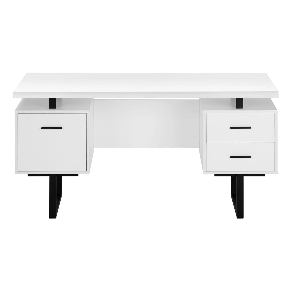 60 Inch Computer Desk | Laminate Finish | Two Top Drawers And File Drawer | Reversible Set-Up