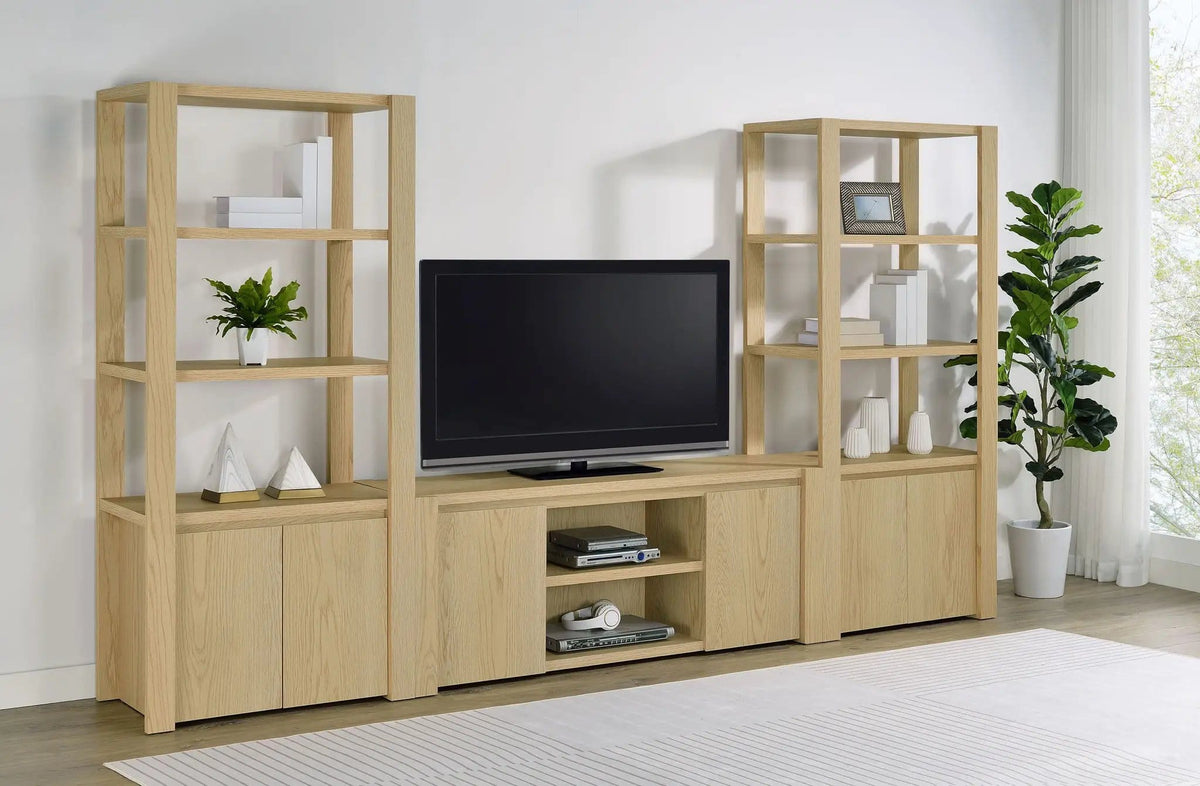 Laurelton 3-piece Entertainment Center TV Stand | 3-Piece Set | Engineered Wood & Veneer | Light Oak
