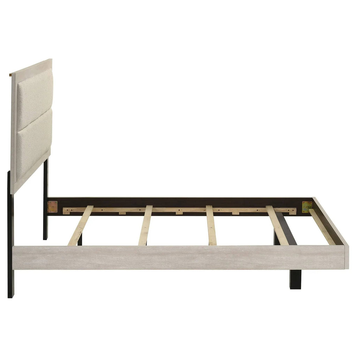 Trenton 54-inch Wood Full Panel Bed Rustic | 57.25 x 78.75 x 53.75 in | Rubberwood & Engineered Wood | Cream
