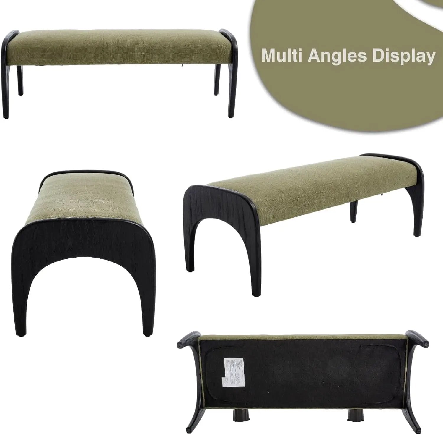 51 Inches Wide Linen Textured Emerald Ottoman Bench from PriceLows™