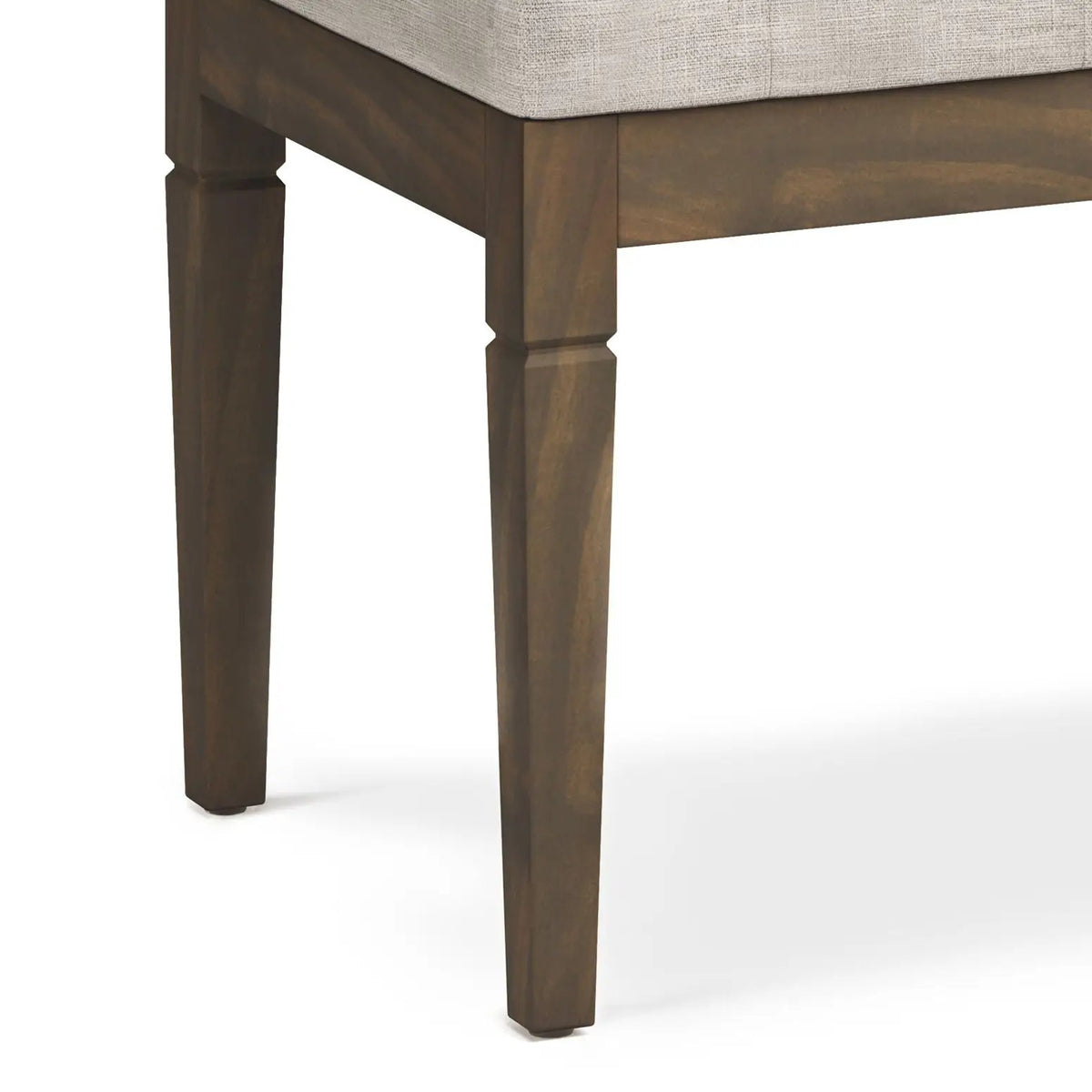 Waverly Upholstered Ottoman Bench | Tufting Detail | Carved Legs | Solid Wood Frame