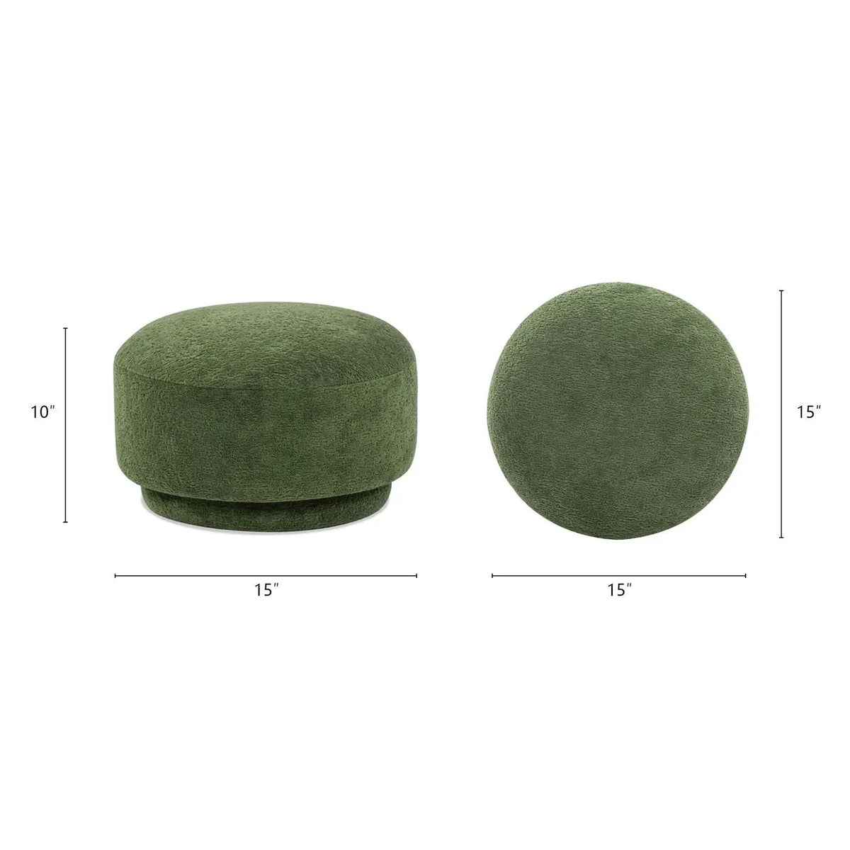 Fuji Mushroom Footstool Ottoman | Faux Shearling Upholstery | 15 Inch Diameter | Compact Size