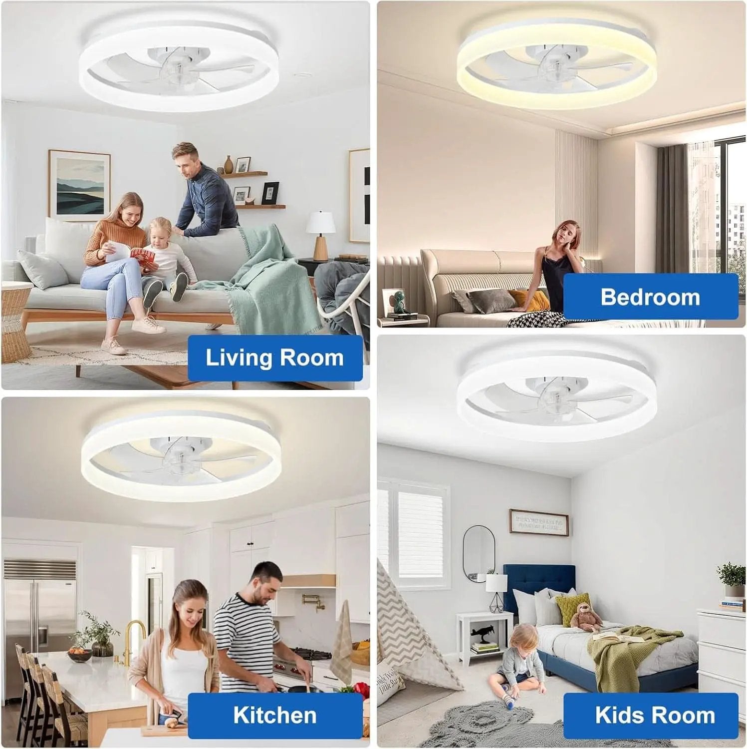 20 Inch Flush Mount Ceiling Fan With Light And DC Motor from PriceLows™