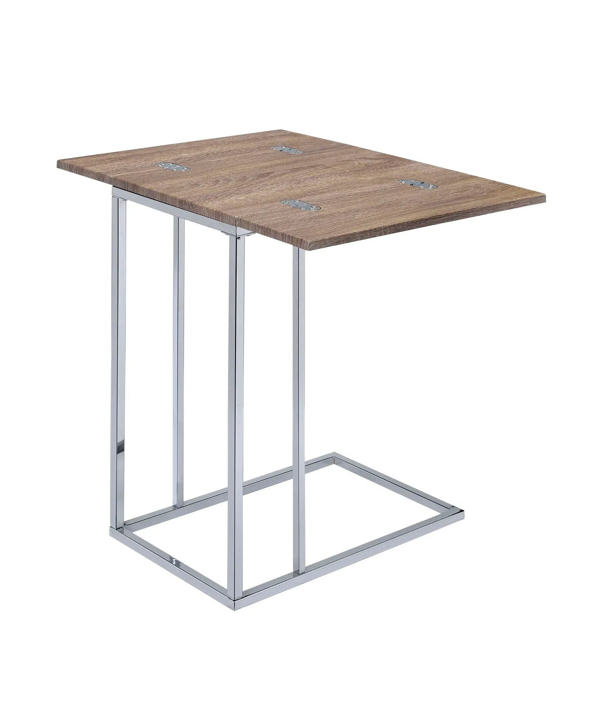 Danson Weathered Accent Table | Oak Finish | Folding Swivel Extension Top | Geometric Metal Base