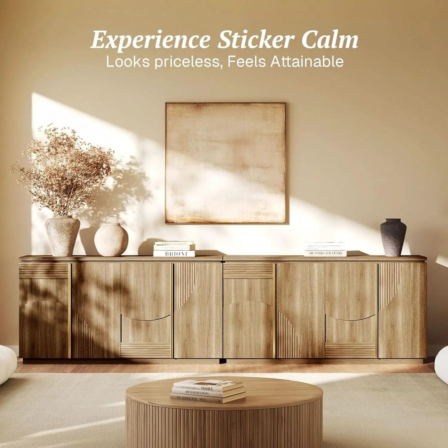 62 Inch Handcrafted Oak Sideboard Cabinet Midcentury from PriceLows™