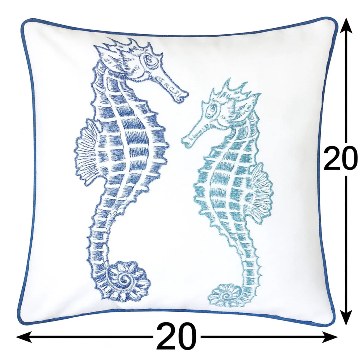 Seahorses Pillow Cover | 20x20 Inch | Matching Back | Hidden Zipper