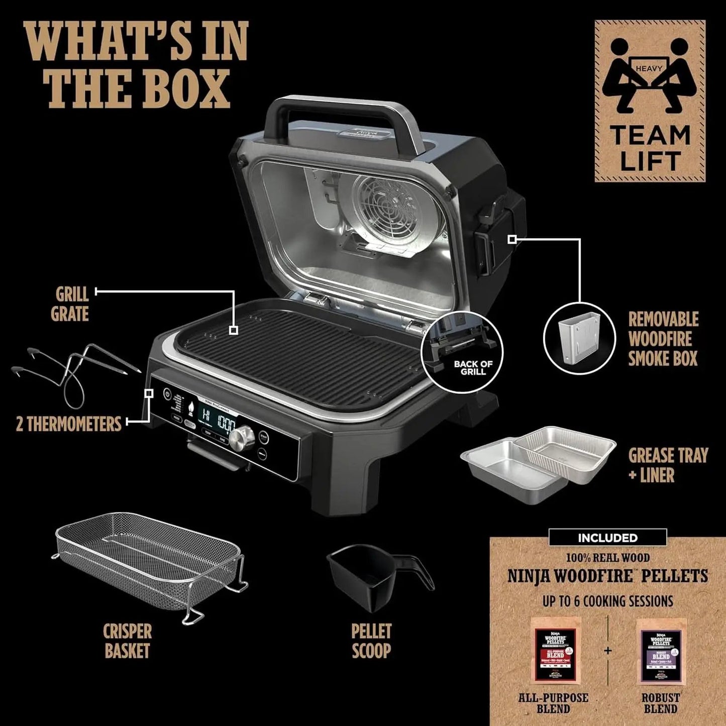 XL Smart Grill Smoker 7 In 1 With App Control Black from PriceLows™
