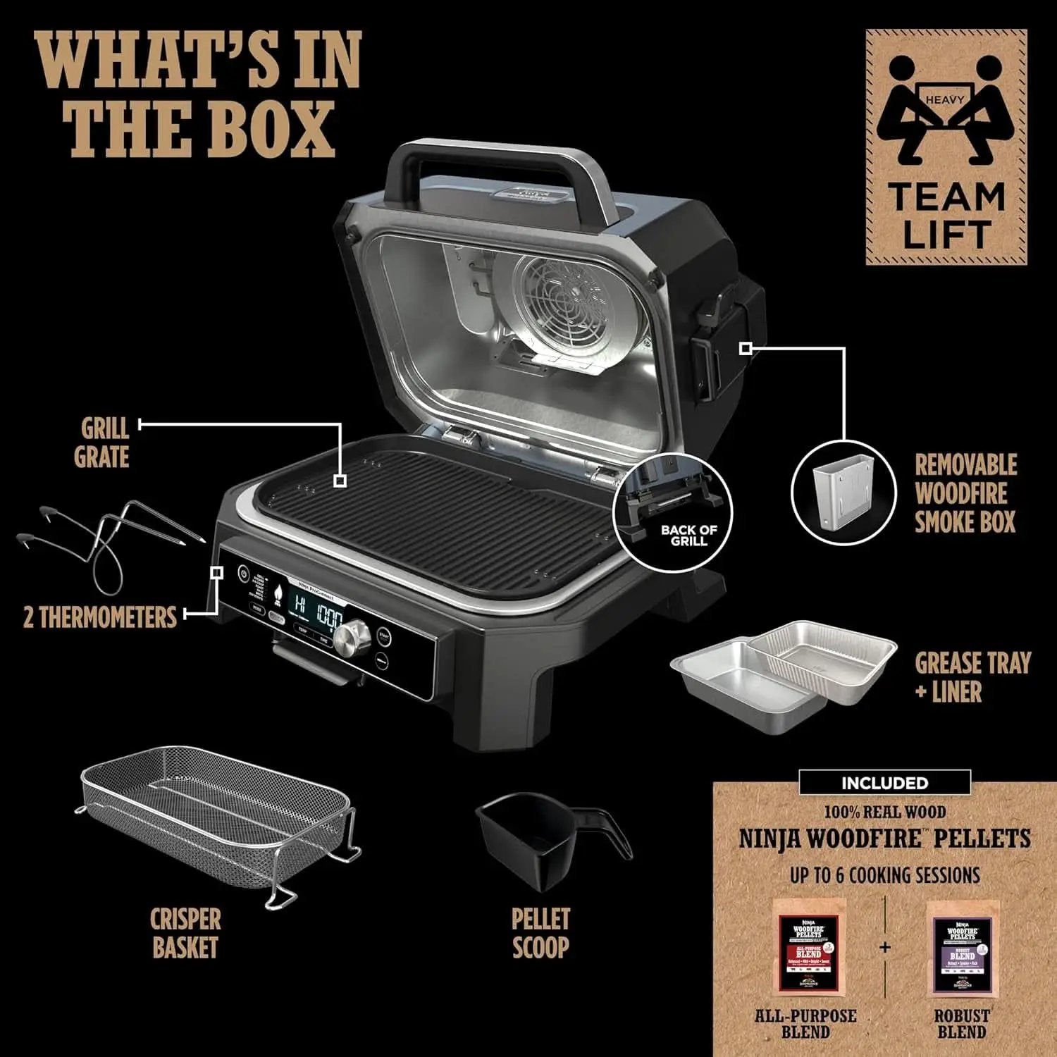 XL Smart Grill Smoker 7 In 1 With App Control Black from PriceLows™