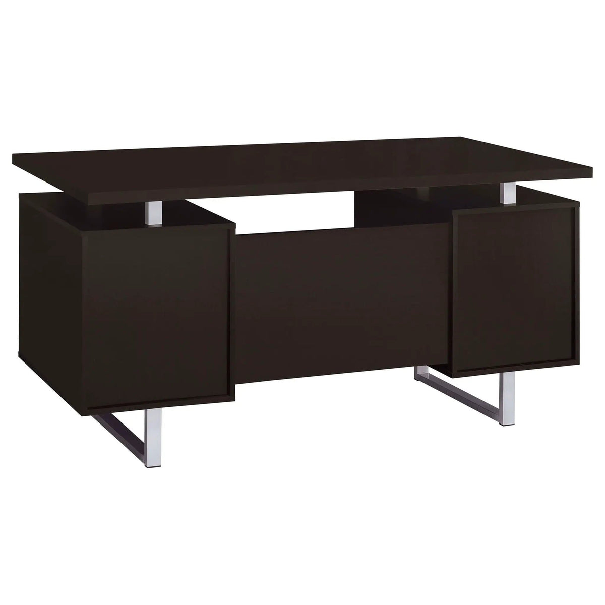 Lawtey 60-inch 2-drawer Office Computer Desk | 60 x 23.5 x 30 in | Metal & Veneer | Cappuccino