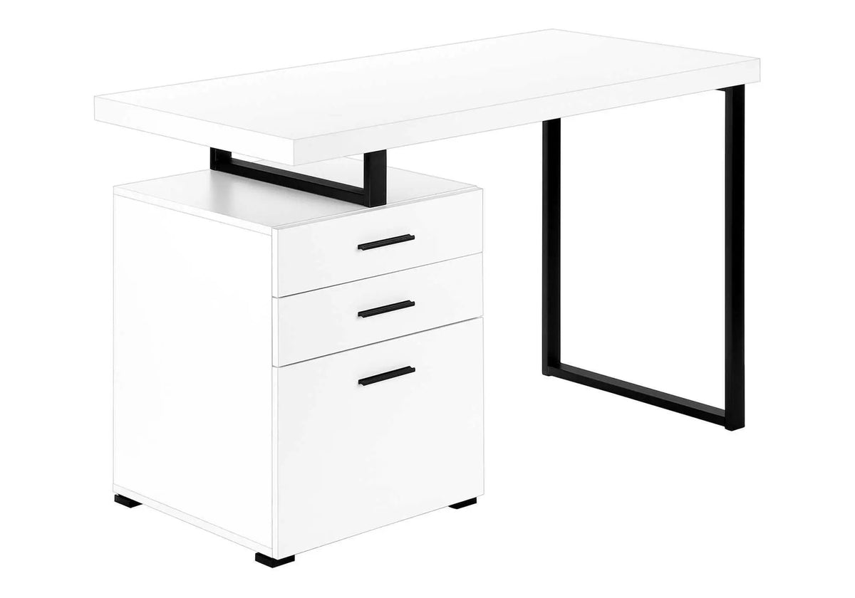 48 Inch Reversible Computer Desk | Laminate Finish | U-Shaped Metal Legs | Ample Storage Drawers