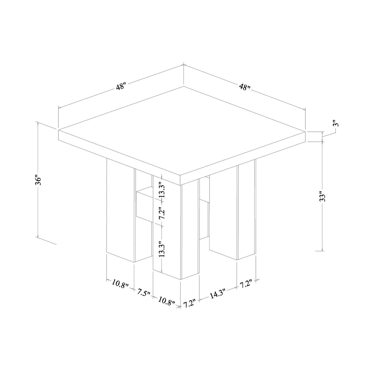 Mikha Bar Table | 48 Inch Square | Rubberwood Construction | Sleek Finish