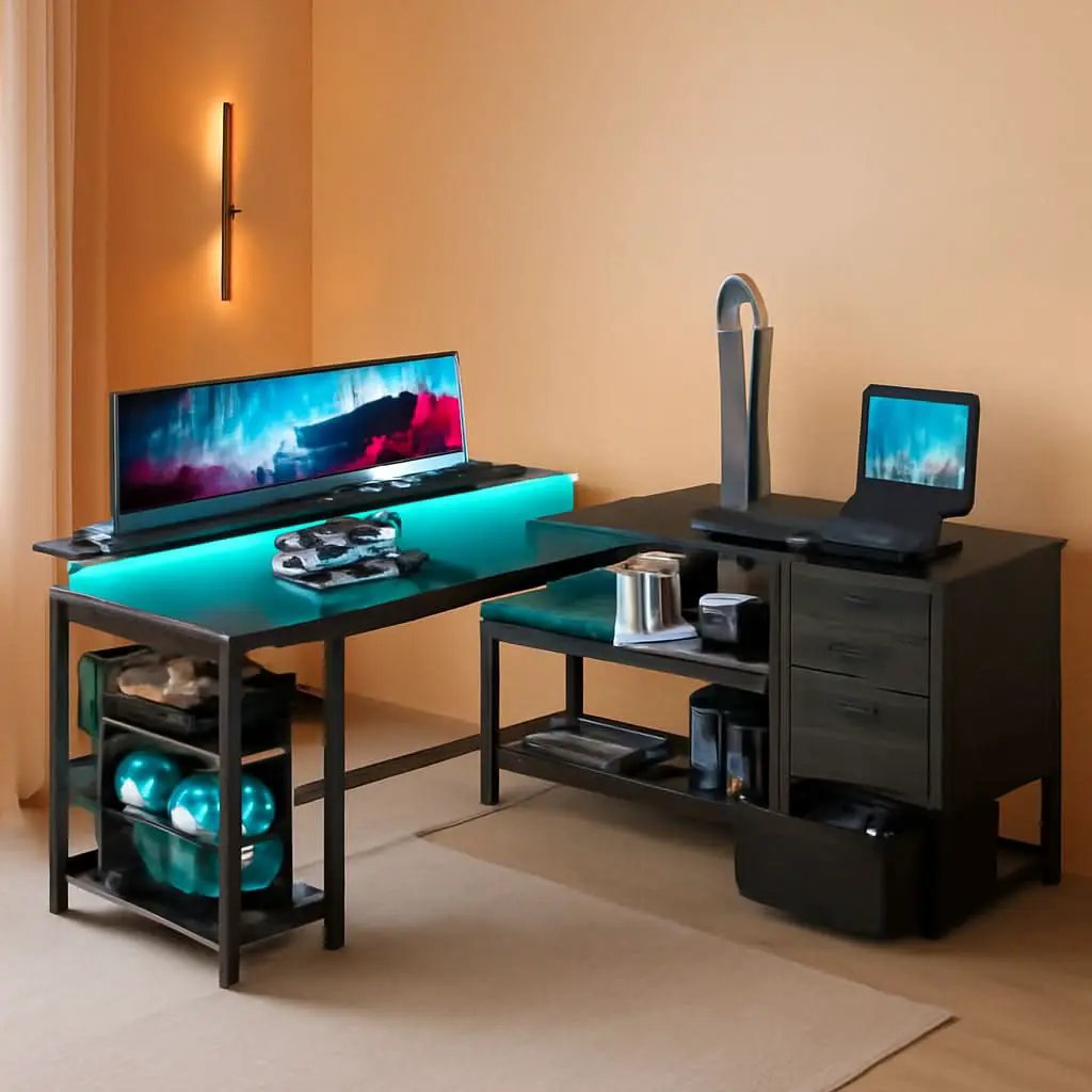61 Inch L Shaped Desk With Power Outlets For Home Office from PriceLows™