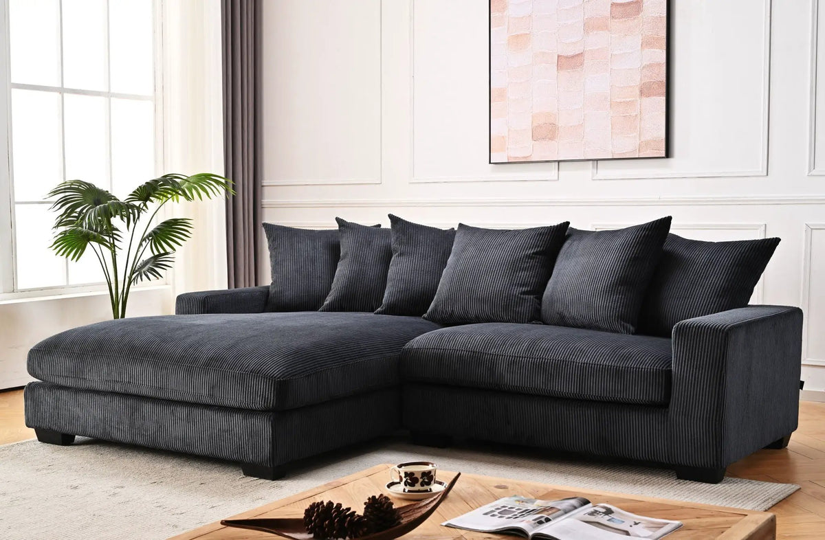 Luxe Oversized Sectional Sofa | 2 Piece L Shaped Couch | Chaise Included | Deep-Seated Design