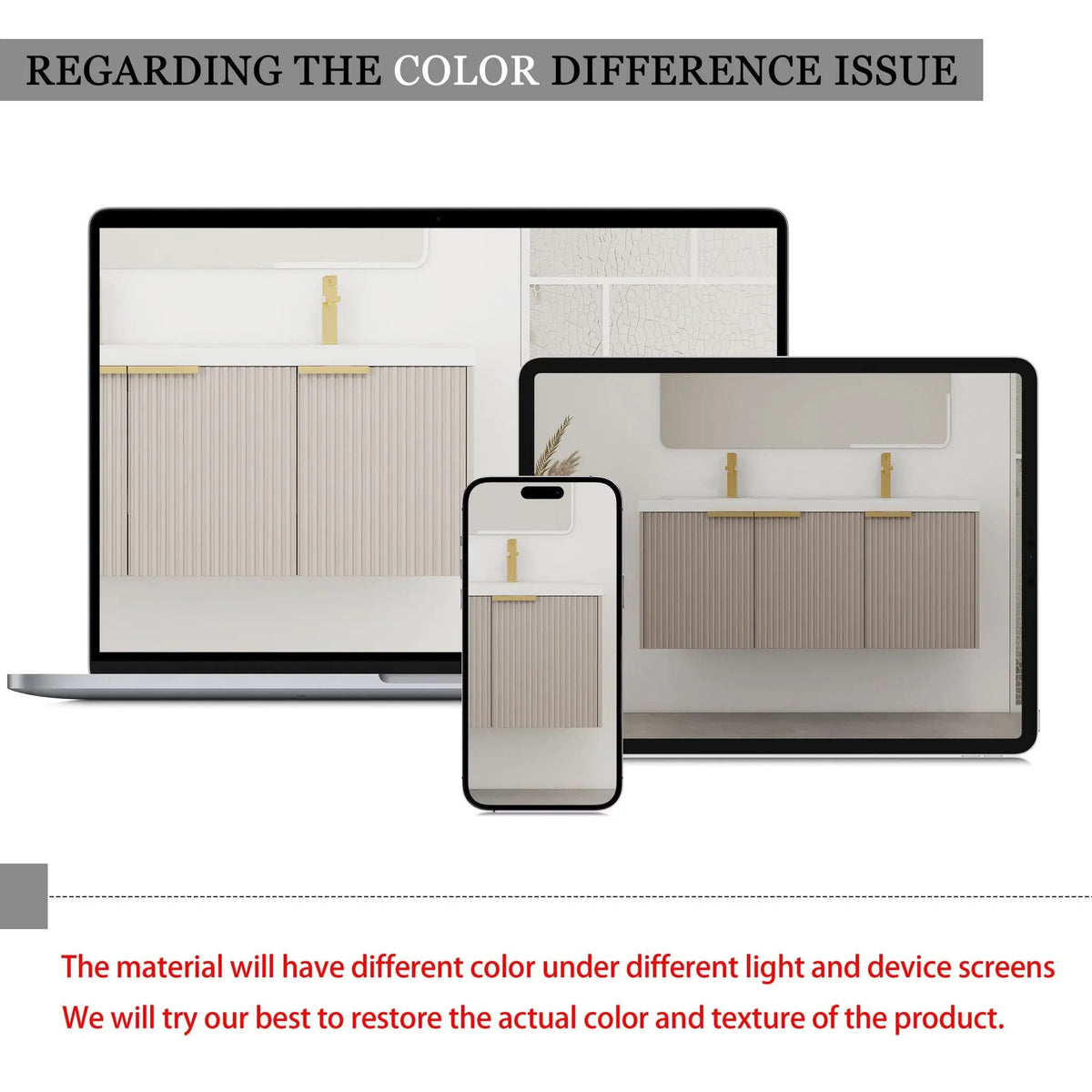 Wall Mounted Bathroom Vanity | Soft Close Doors | Wavy Door Panels