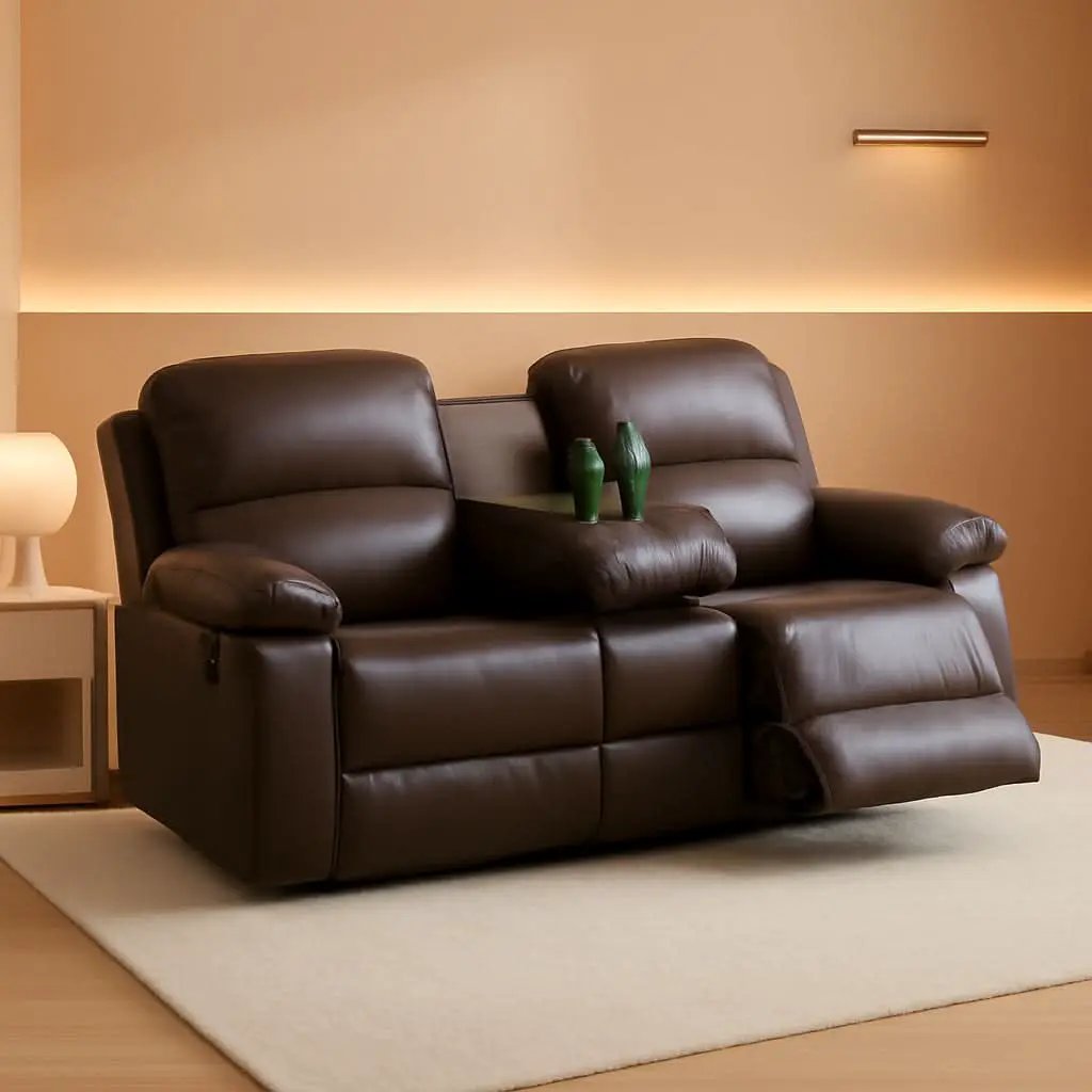 Leather Recliner Sofa Set Brown 3 Seater And Loveseat from PriceLows™